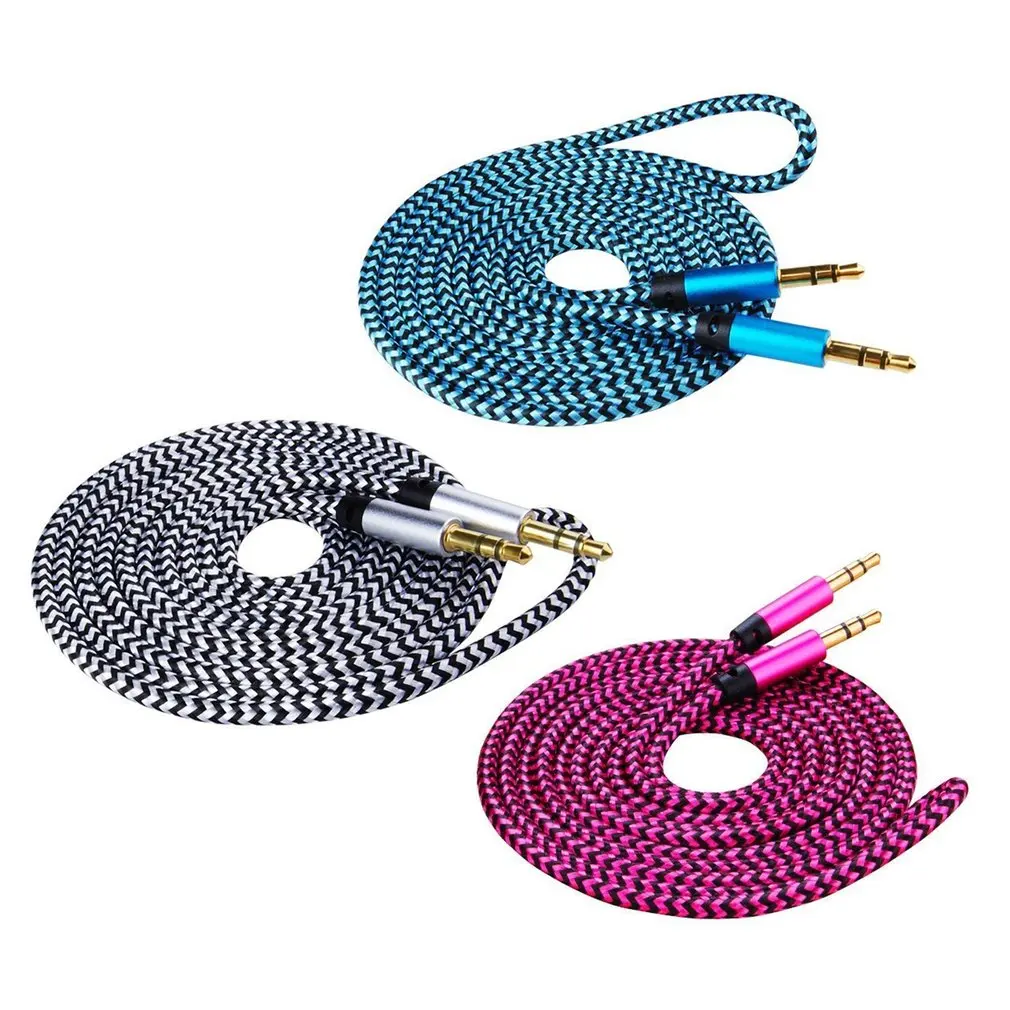 

Car Alloy AUX Cable 3.5mm Auxiliary Stereo Audio Line Braided 1 Meter Copper Core Woven Wire