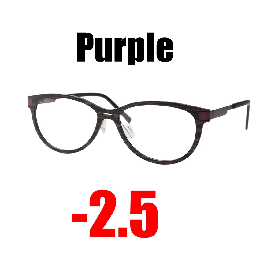 Purple -2.5 SOOLALA высококачественный анти-синий светильник для женщин очки для близорукости с подарочной упаковкой-0,5 от 0,75 до 5,0 6,0 оптическая оправа для очков по рецепту - Цвет оправы: Purple -2.5