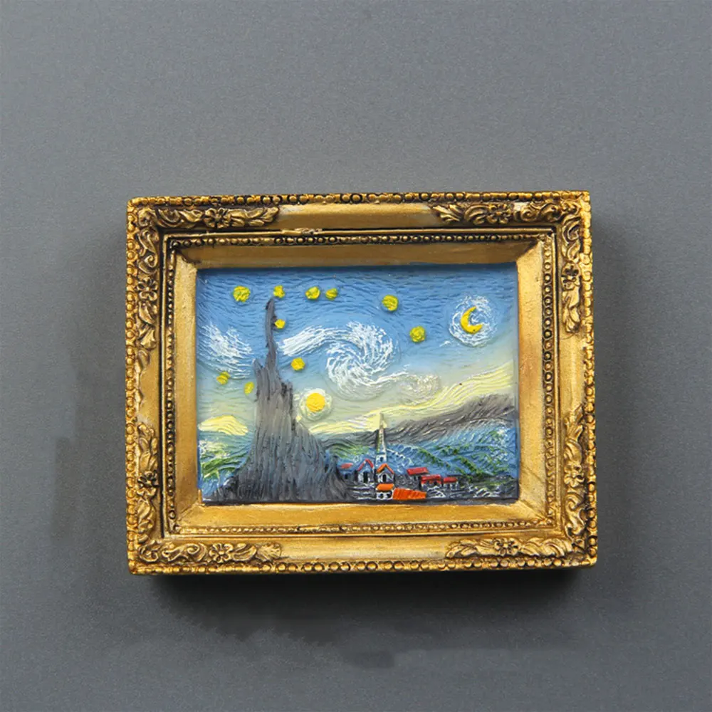 European Creative Famous Painting Resin Fridge Magnet Mona Lisa Sunflower Starry Van Gogh Series