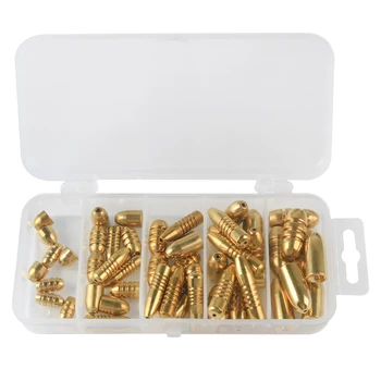 

52pcs/set Fishing Weights Sinker Golden Copper Fishing Accessories Replacement Tackles for Fisherman 1.8g 3.5g 5.0g 7.0g 10.0g