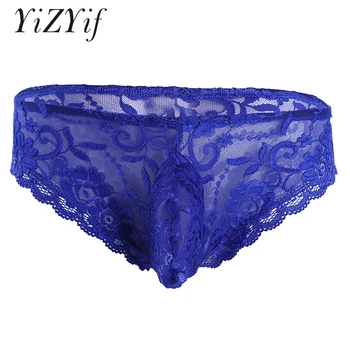 

Briefs Men Lingerie sexy underwear men Lace Floral Bulge Pouch Low Rise Bikini Briefs Underwear Underpants Gay Men sissy panties