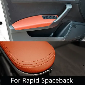 

Microfibre Leather Doors Inside Center Armrest Decorated Cover For Skoda Rapid Spaceback CAB089