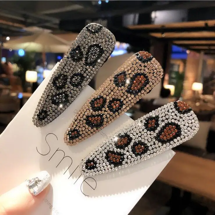 

New Fashion Bling Beads Leopard Hair Clip for Women Girl Elegant Korean Design Barrette Stick Hairpin Hair Styling Accessories