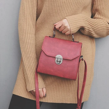 

Women Designer Luxury Top Handle Bags 2020 Vintage PU Leather Ladies Handbags Solid Shoulder Messenger Hasp Lock Cross Body Bag