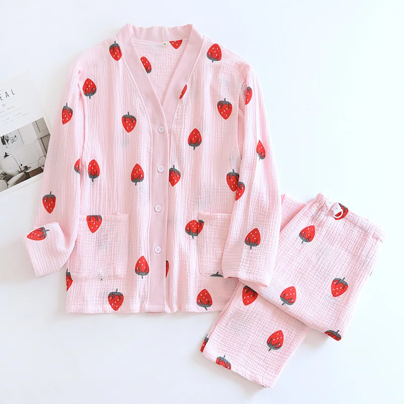 

Fdfklak M-4XL Plus Size Pajamas Suits Clothes For Pregnant Women Pregnancy Home New Strawberry Print Nursing Sleepwear Sets