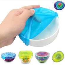 4 шт. многоразовый силикон колпачки стрейч обертывание фрукты мясо овощи свежая печать пленка чаша крышка для домашнего хранения кухонные инструменты