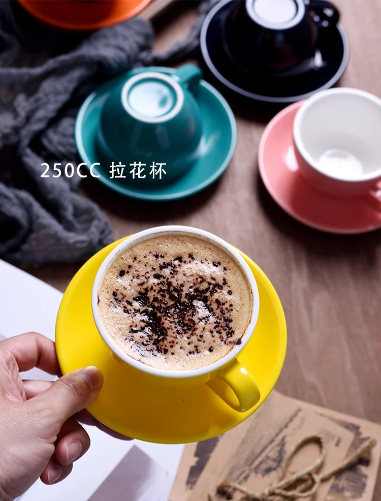 Ensemble Tasses à Café Et Soucoupes Céramique Cerises - Style Coréen 250ml Peint à La Main