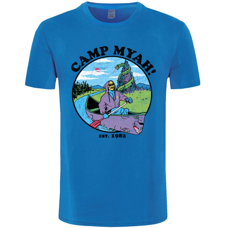 GeekComics Short Sleeve Tops Shirts NEW YEAR DAY Wholesale O-Neck Pure Cotton Sweatshirts Mens T Shirt Camp_Myah_6751  Camp_Myah_6751 blue