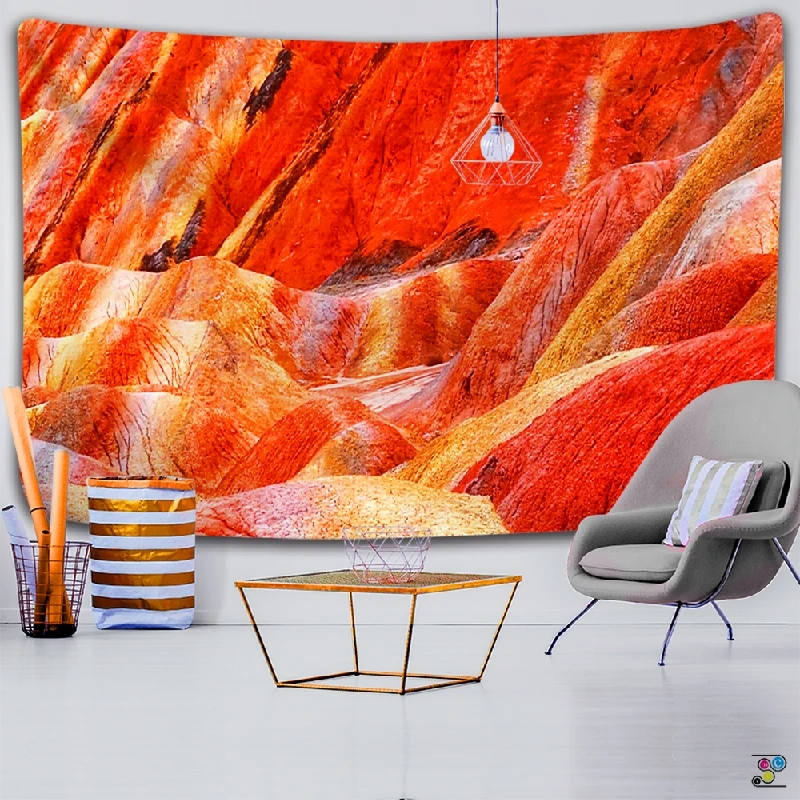 

Art abstract red volcano picture seaside sunset portrait home tapestry decoration