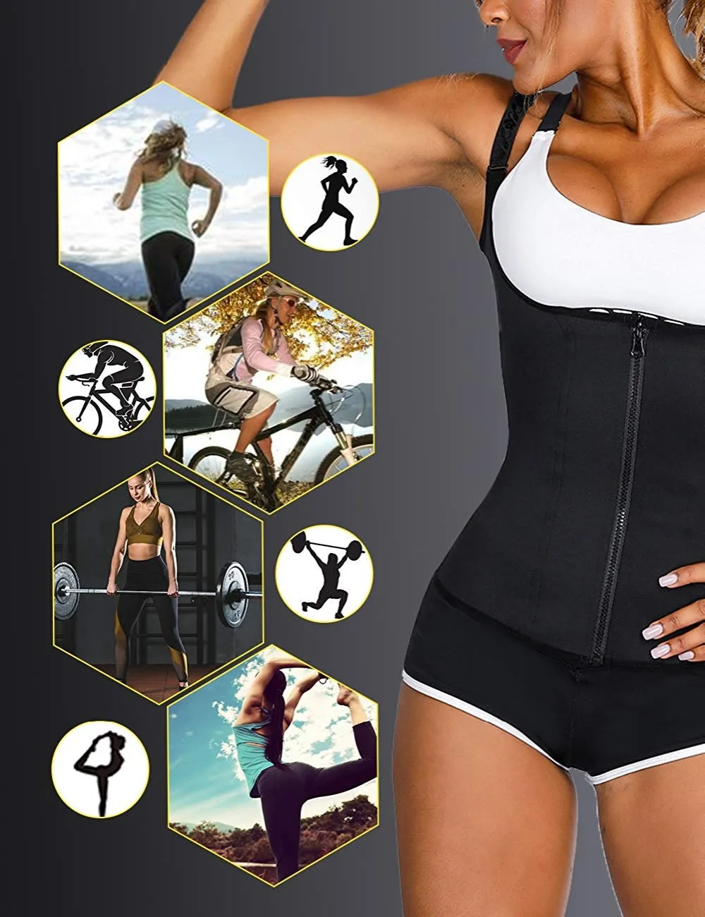 CXZD Women Waist Trainer Corset Zipper Vest Body Shaper Cincher Shaperwear Waist Traine Push Up Vest Tummy Belly Girdle Body Shaper (5)