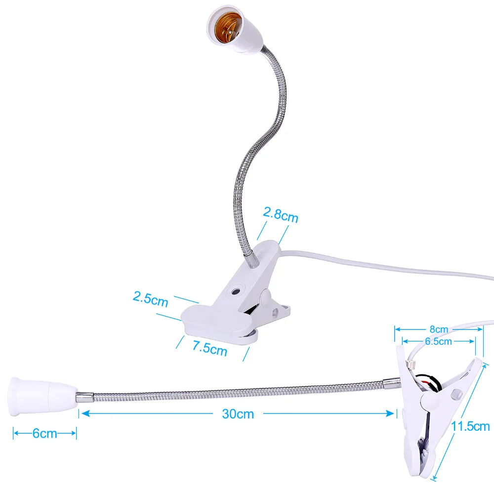 10/20 Вт, 30 Вт, 40 см 360 градусов гибкий держатель лампы клип E27 база с вкл/выкл штепсельная вилка стандарта ЕС Настольная лампа для СИД растет свет e27 светодиодные лампы