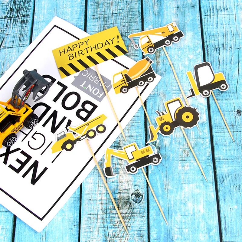 Excavator-Cake-Toppers-DIY-Road-Sign-Cupcake-Topper-Bulldozer-Cake-Flags-Kids-Happy-Birthday-Wedding-Bride (4)