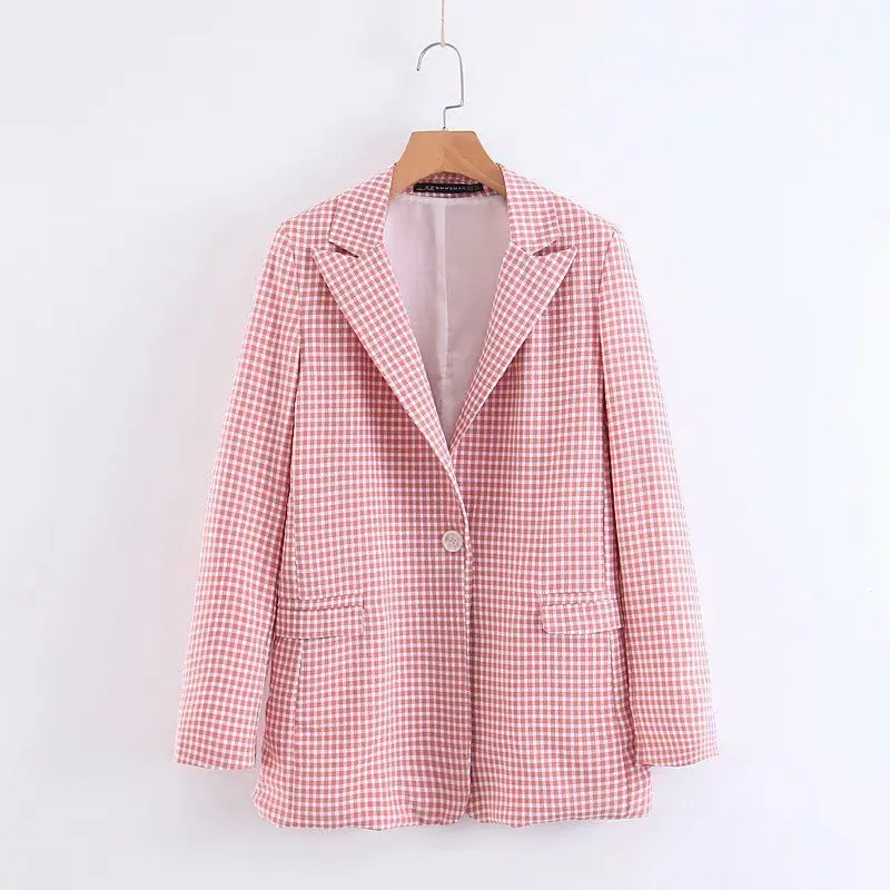 

2019 Western Style Spring And Summer WOMEN'S Dress New Style Women's Slim Fit Pink Pattern Suit Jacket