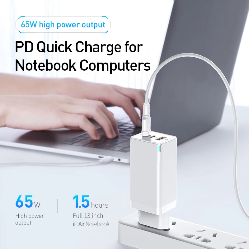 Baseus Ган 65W зарядное usb устройство Quick Charge 4 0 3 QC4.0 QC PD3.0 PD USB C кабель Type с функцией