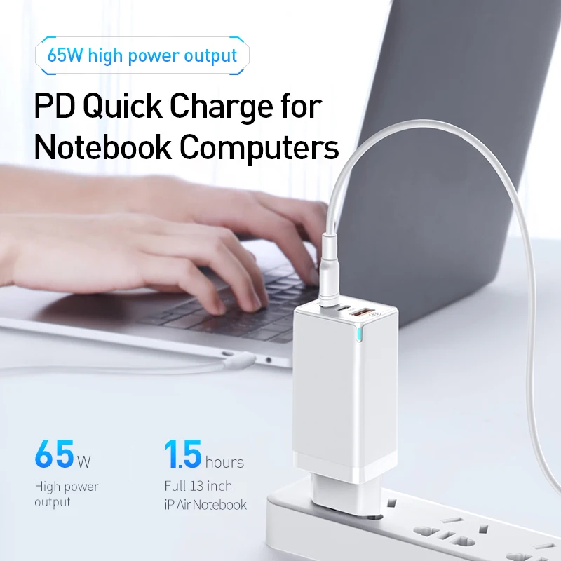 Baseus GaN 65W USB C Charger Quick Charge 4.0 3.0 QC4.0 QC PD3.0 PD USB-C Type C Fast USB Charger For iPhone 12 Pro Max Macbook