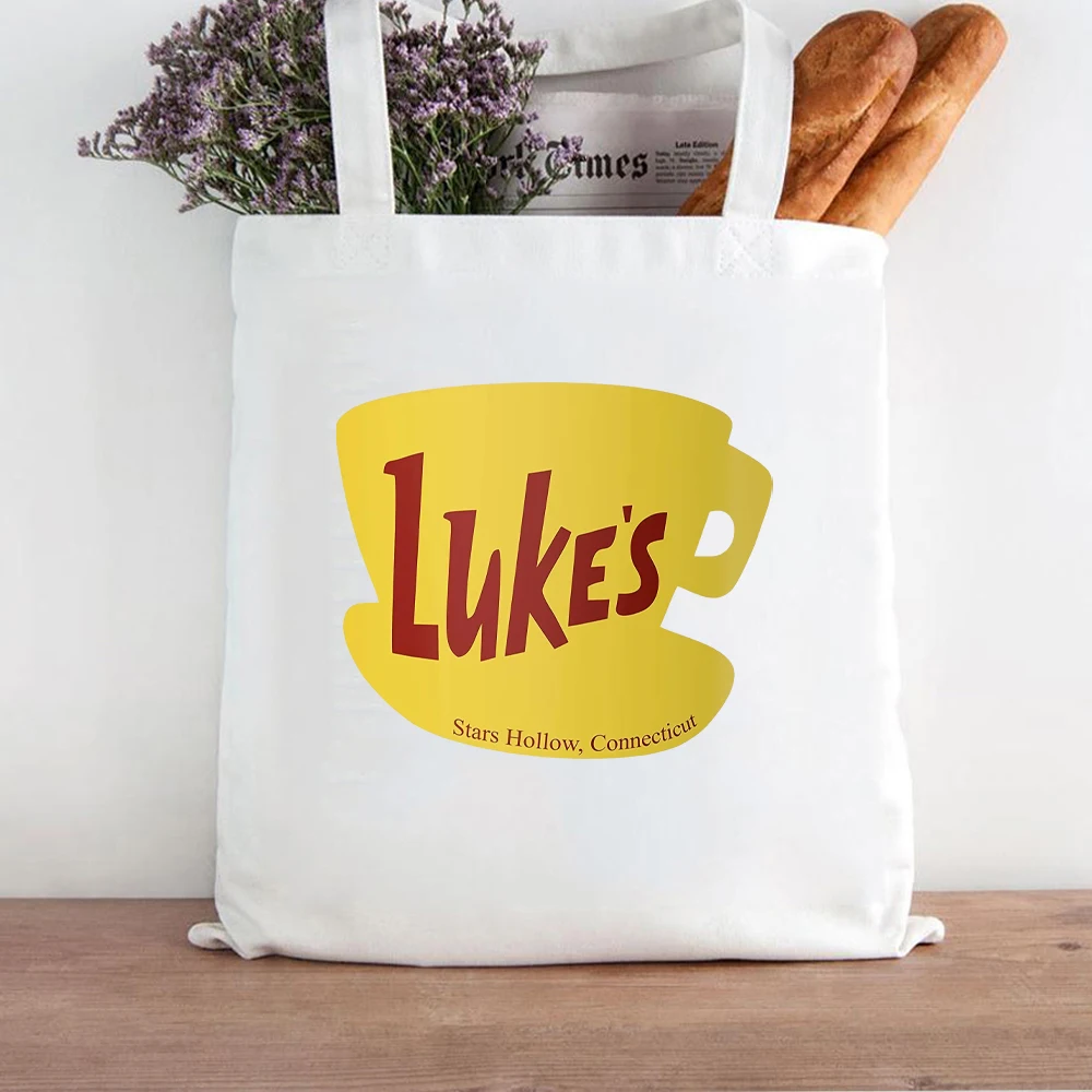 

Сумка-шоппер с изображением люка, звезд, полая, коннектикуль, снаряжение, Гилмор, девушки, вдохновленная Холщовая Сумка-тоут, сумка-поклонник люка, подарок