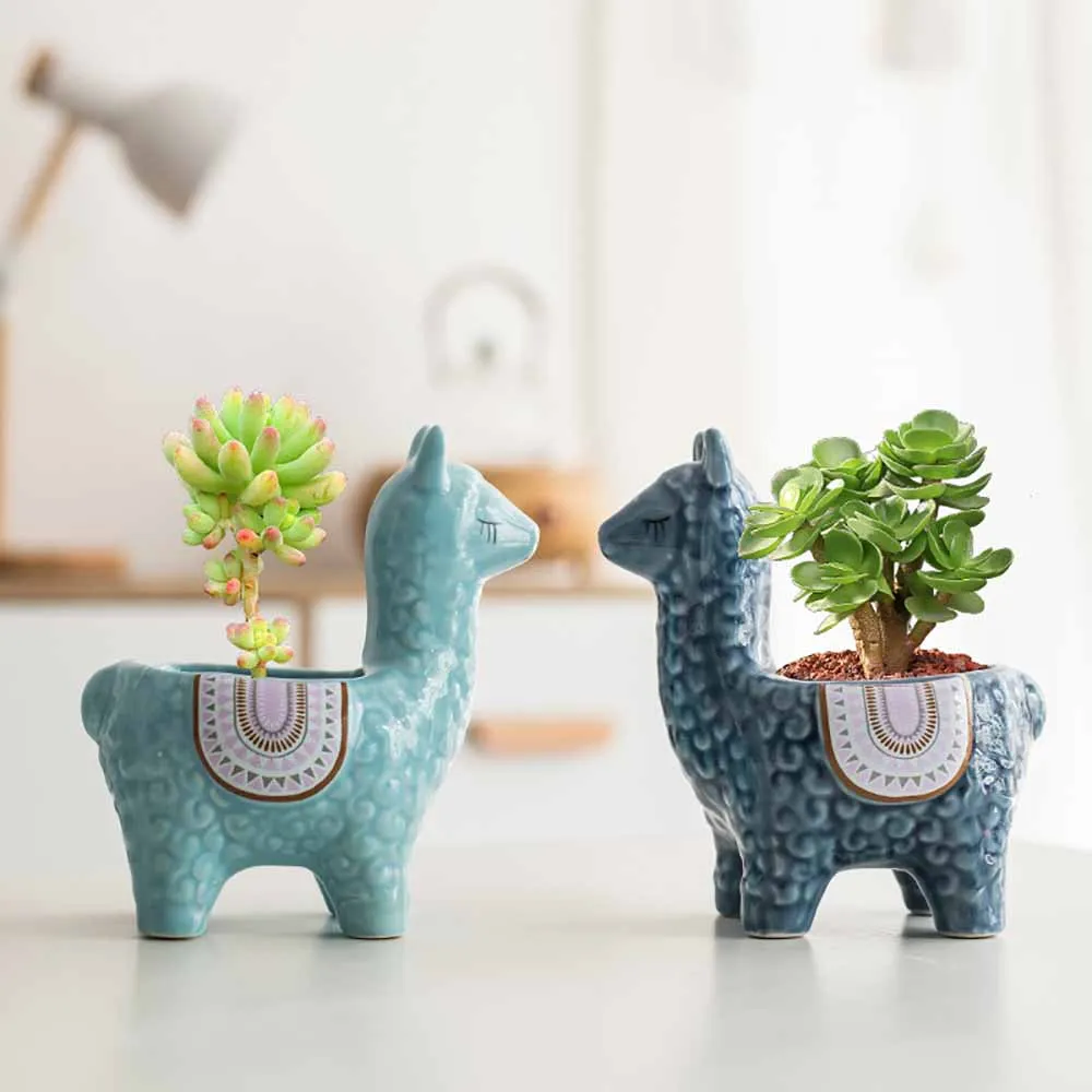 

Ceramic Sheep Shape Animal Flower Pots Mini Pig Plant Pot Basin Micro Vase Bonsai Succulent Planter Decor Crafts Potted Pottery