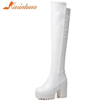 

KARINLUNA Big Size 33-43 Ladies Zip Boots Fashion Platform Thigh High Boots Women Chunky High Heels Over The Knee Shoes Woman