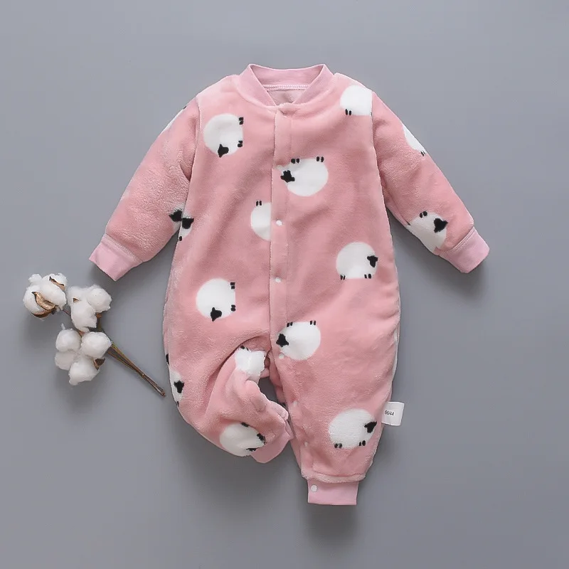 Autumn & Winter Newborn Baby Clothes Dinosaur Print Baby Boy Romper Warm Infant Baby Boy Girl Soft Fleece Jumpsuit Pajamas Baby Bodysuits for boy