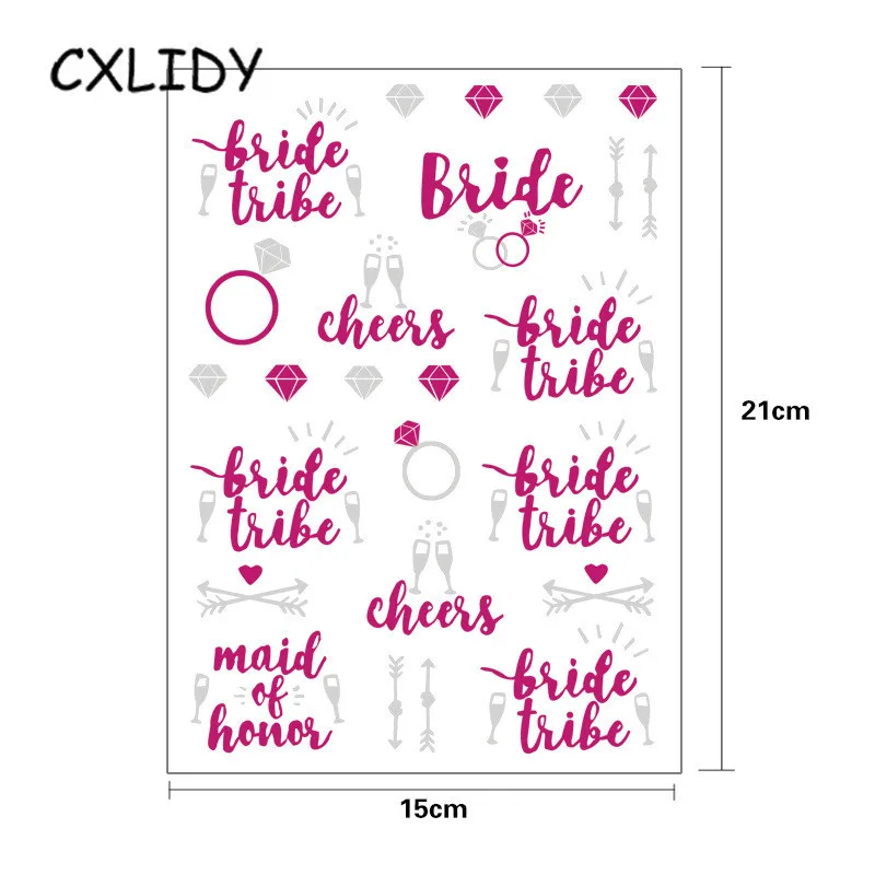 Team Bride Bridal Bachelor Party Wedding Hot Stamping Water Transfer Tattoo Stickers aa044 (5)