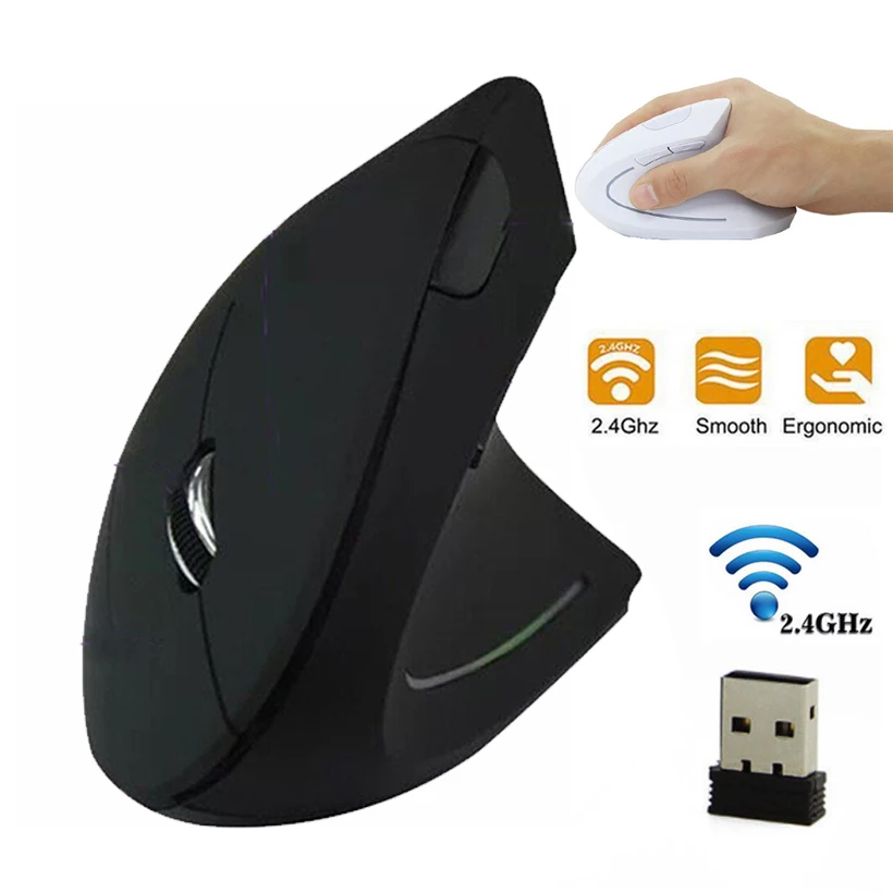 

Drop Shipping Black Wireless Mouse 2.4GHz Ergonomic Design Vertical Gaming mouse 1600DPI USB Game Mice 9910