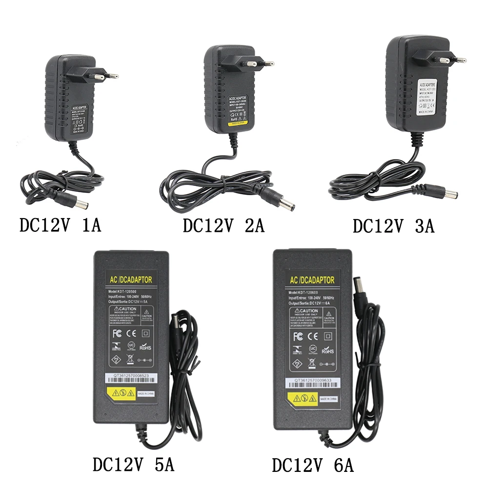 DC 12V Трансформаторы освещения 1A/2A/3A/5A/6A/7A/10A адаптер питания зарядное устройство для светодиодной ленты ноутбука