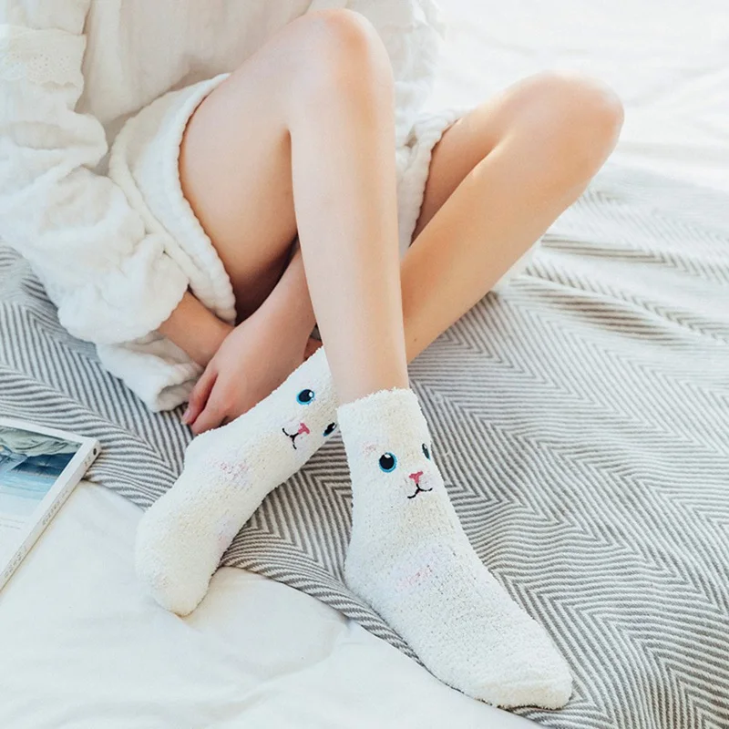 Плюшевые коралловые флисовые носки женские носки без пятки осенние зимние женские носки забавные коралловые флисовые длинные ночные винтажные носки для сна
