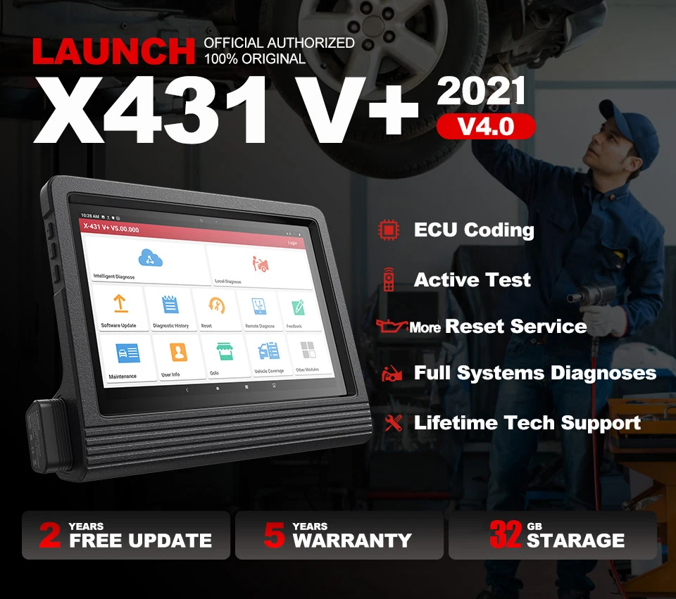Диагностический инструмент LAUNCH X431 V PLUS + V4.0 профессиональный сканер OBD2 для полной
