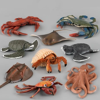 바다 생물 동물 시뮬레이션 은둔자 게 모델 피규어 장난감, 문어 거북이 조기 교육 인형, 어린이 선물