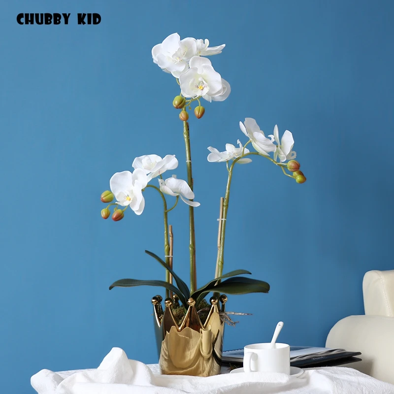 High simulation 3D real touch artificial Butterfly Orchids flower arrangements fake flowers Phalaenopsis bonsai Floral ornaments | Дом и сад