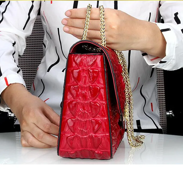 Luxury Designer Women Genuine Leather Bag Real Cowhide Leather Crocodile Pattern shoulder bags Handbag women's leather Bags 3