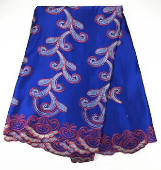 

Blue african george lace fabric african lace fabric 2020 high quality 5yards embroidery nigerian lace fabrics for wedding A03