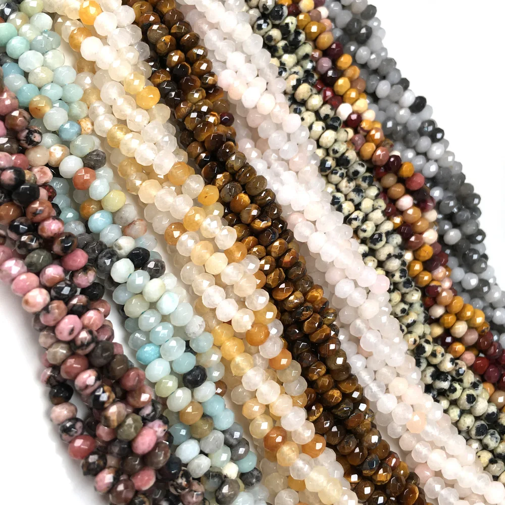 

Natural Stone Faceted Round agates Small Beads Loose spacer beads for Jewelry Making DIY Necklace Bracelet Accessories 3x4mm