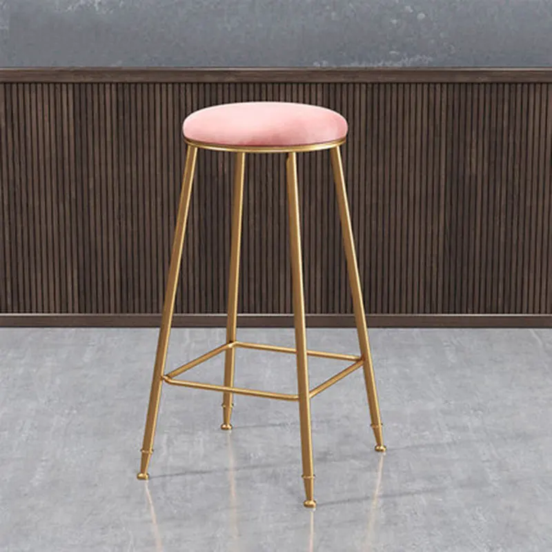 Нордический барный стул, стойка регистрации, ресторан с высокой стойкой, рекреационная спинка, три высоты сидения и различные цвета - Цвет: Pink 75 cm