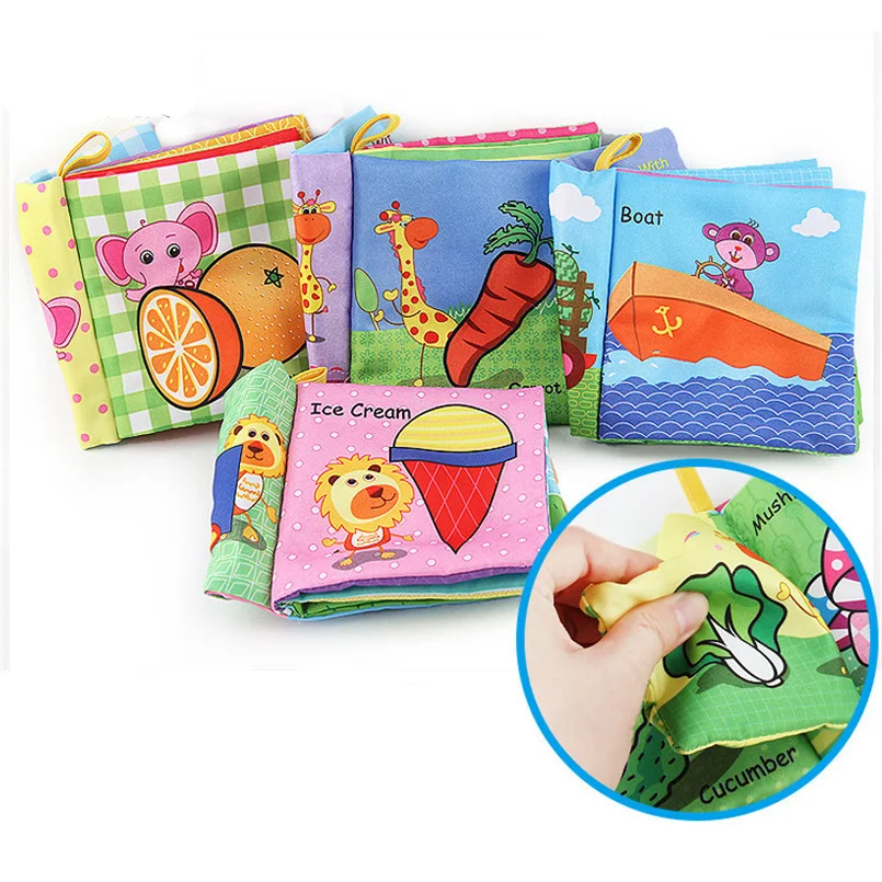 

8/10 pages Baby Soft Animal Cloth Book Early Educational Puzzle Stroller Hanging Toy Infant Cloth Cognize Books Learning Toys
