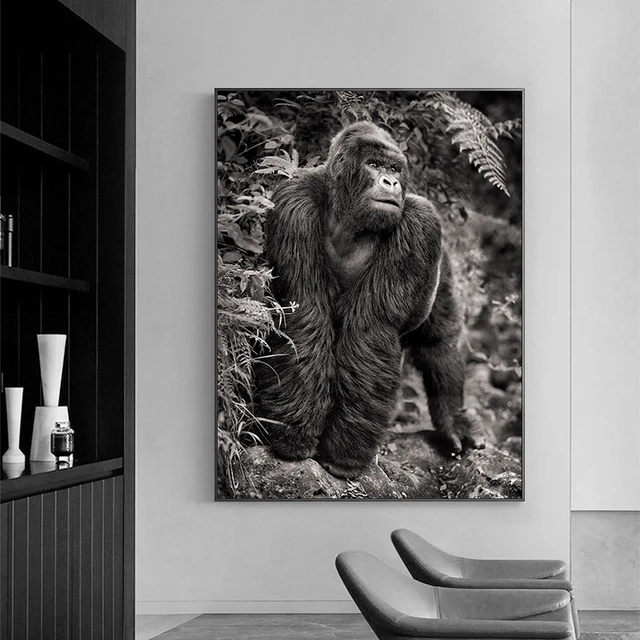 Toile d'art avec gorille sauvage, affiches et imprimés, tableau d'art mural  pour salon, décoration