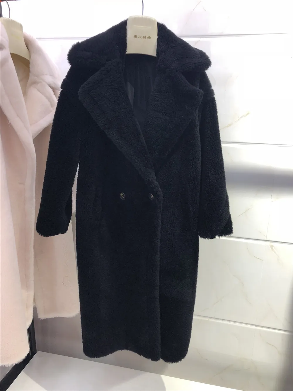 Женское пальто из натуральной шерсти с меховым плюшевым ворсом, длинные и короткие пальто из натурального меха ягненка, женские зимние куртки, верхняя одежда S7480B