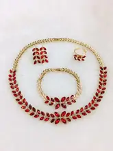 Yulaili joyería de moda de lujo cristal rojo oro collar pendientes pulsera anillo para mujer boda Africana nupcial conjuntos de joyería(China)