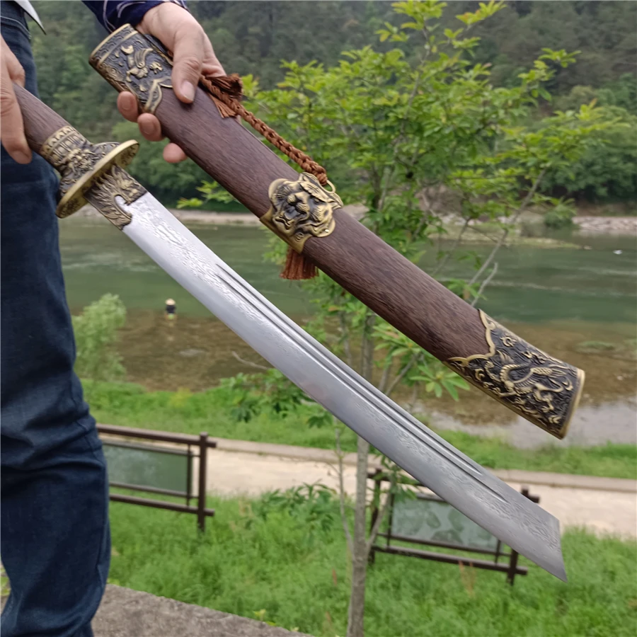 High Quality Dragon Tiger Broadsword Dao Sword Sharp Damascus Steel Blade DaDao