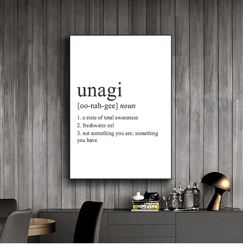 Friends TV Show Poster , Unagi Dictionary Typography Wall Art Canvas Painting Picture Decor Black White Unagi Definition Print
