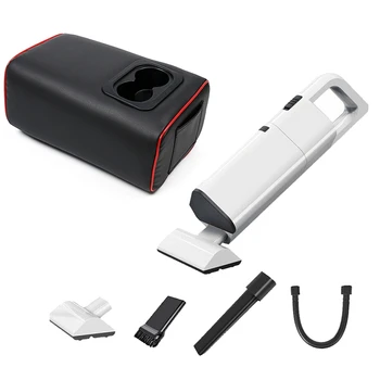 

Second Row Rear Central Armrest Box for Ford Explorer (Red) & 12V 120W Car Vacuum Cleaner Household Mini Portable