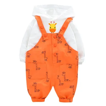 

New Autumn Baby Boys Girls Clothes Children Cotton Hooded T Shirt Overalls 2 Piece Set Toddler Fashion Clothing Kids Tracksuits