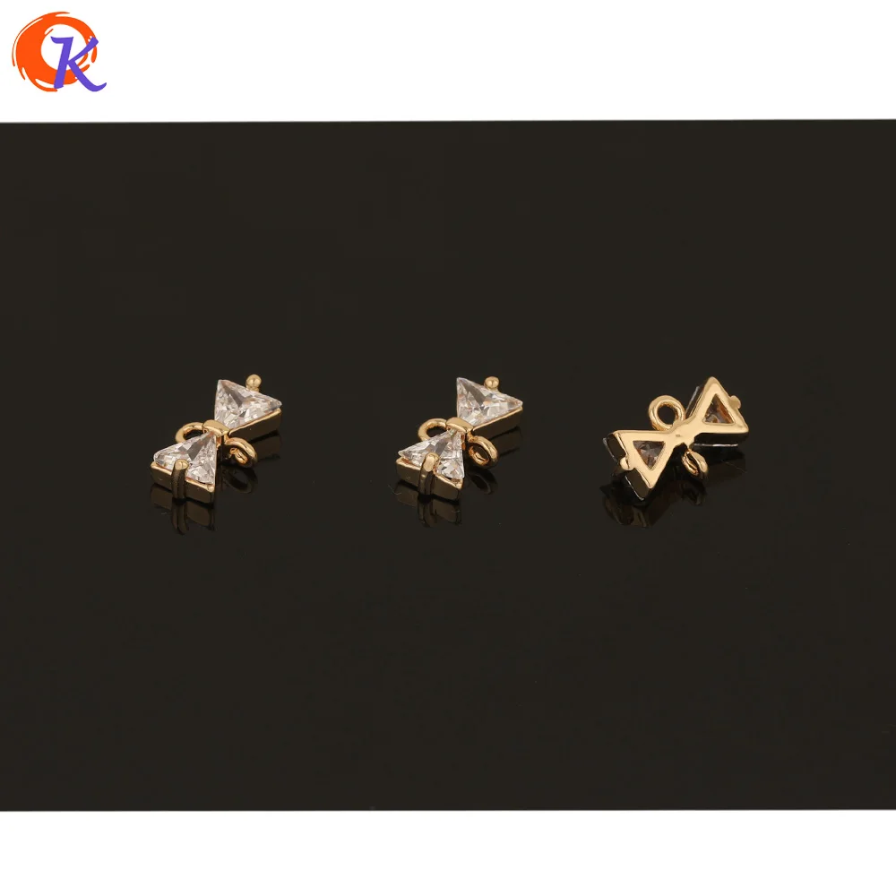 Cordial Design 100Pcs 7*12MM Jewelry Accessories/Hand Made/Connectors/CZ Charms/Bowknot Shape/DIY Making/Earring Findings - cordial