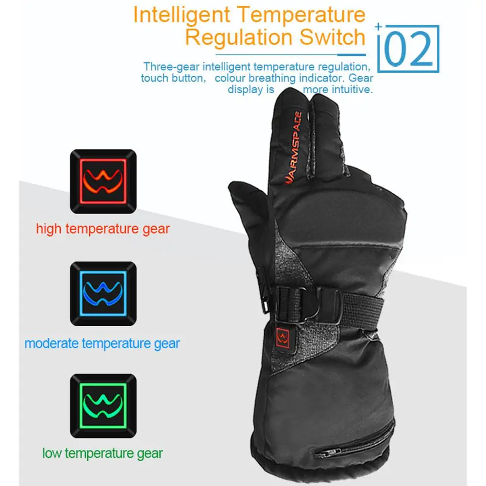 Мотоциклетные перчатки с подогревом, 3,7 в/3600 мАч, литиевая батарея, водонепроницаемые, теплые, сохраняющие тепло, перчатки для катания на лыжах, верховой езды в холодную погоду