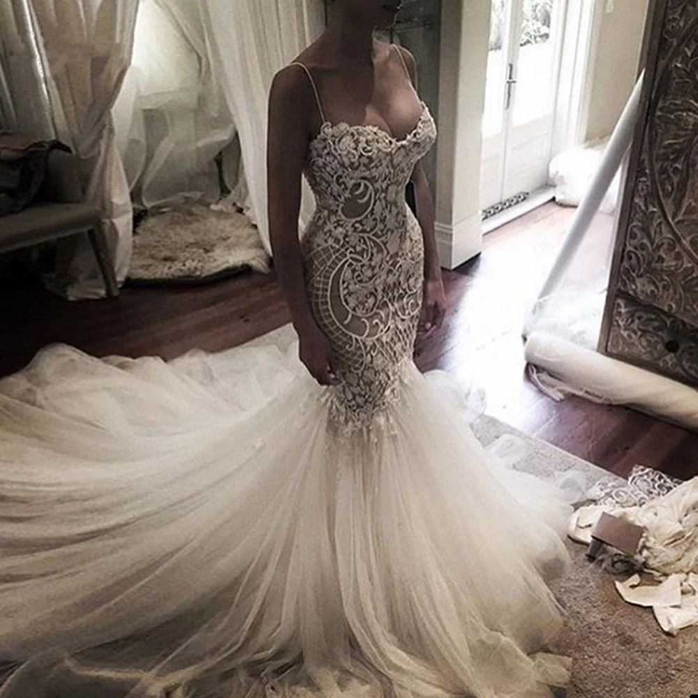 Casamento-2019-Lace-Mermaid-Wedding-Dresses-Lush-Tulle-Bottom-Bridal-Gowns-Fashion-Trumpet-Bridal-Gowns-Vestido