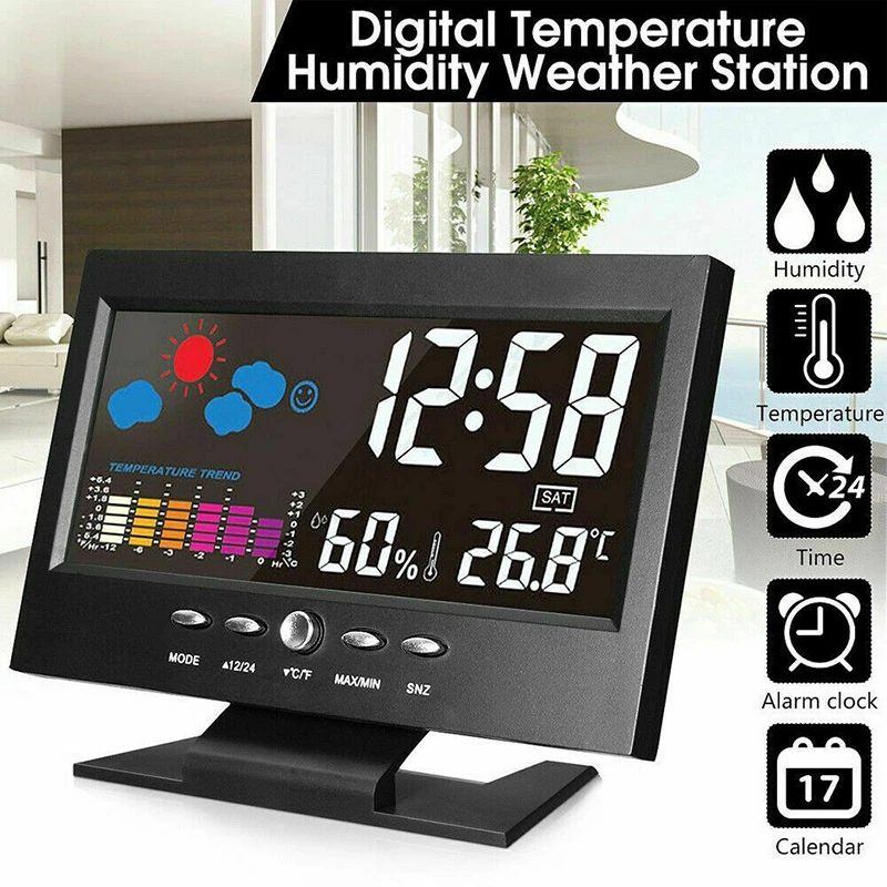 1pc Intelligent Digital Display Weather Station Alarm Calender/Clock