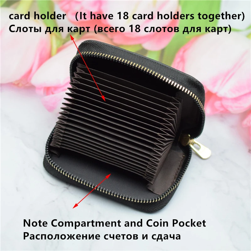 Women Card Holder Wallet PU Leather Female Card Case 9/18 Bits+2 Big Position Zipper Credit Wallet Cute Characters Bag