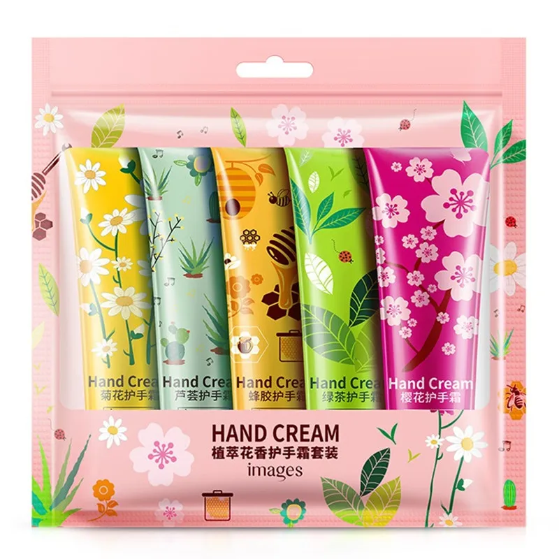 

5pcs/lot images Plant Extract Fragrance Moisturizing Nourishing Hand Cream suit Anti drying Anti wrinkle Hand Care 30g