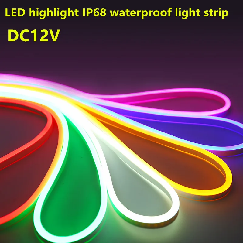 12 В неоновая Светодиодная лента Гибкая Водонепроницаемая ip68 2835 smd 120led белый теплый желтый красный зеленый