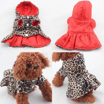 

Double Side Wearing Pet Dogs Leopard Dress Tops Puppy Cotton Hoodie Clothes Dots Design Puppy Jacket Coat Waterproof Dog Clothes
